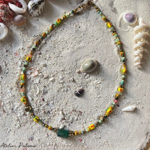 Collier "MADI" multicolore et multi-pierres