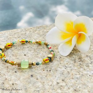 Bracelet monté sur élastique "SIMBA". Coloris jaune