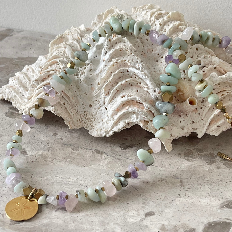 Collier pendentif dollar des sables tons pastels