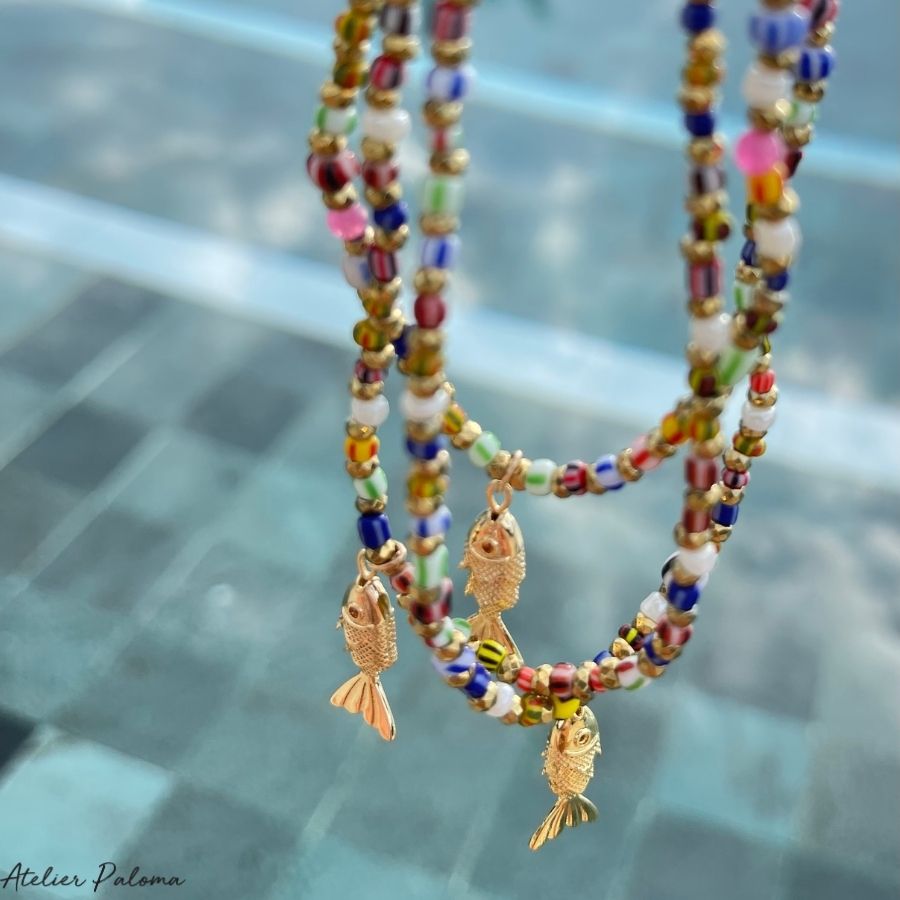 Collier "BUBBLE FISH" pendentif poisson doré