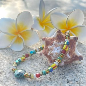 Bracelet multicolore fleur ven turquoise.