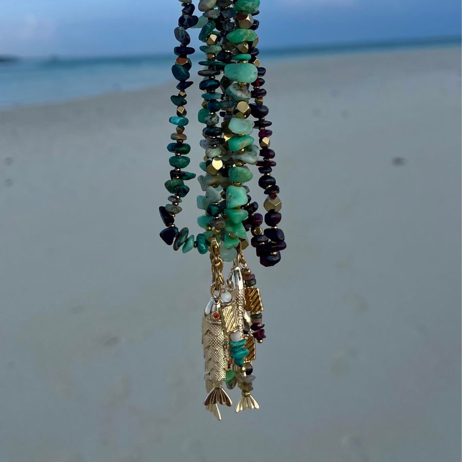 Collier "BAHAMAS" pendentif poisson doré