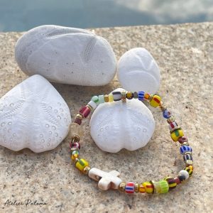 Bracelet multicolore "DJANGO" croix blanche