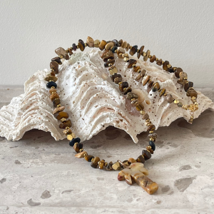 Collier pendentif palmier en pierres de gemmes