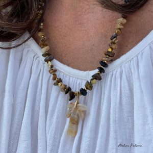 Collier PARADISE pendentif palmier agate