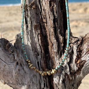 Collier ras de cou turquoise boheme chic