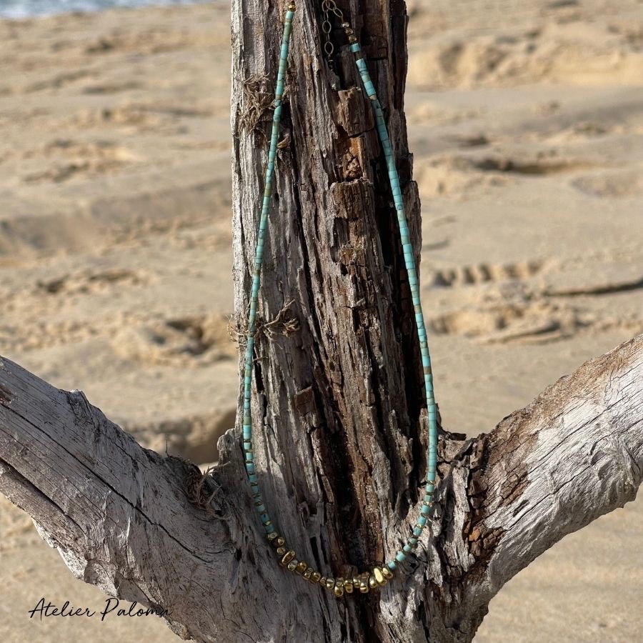 Collier ras de cou turquoise boheme chic