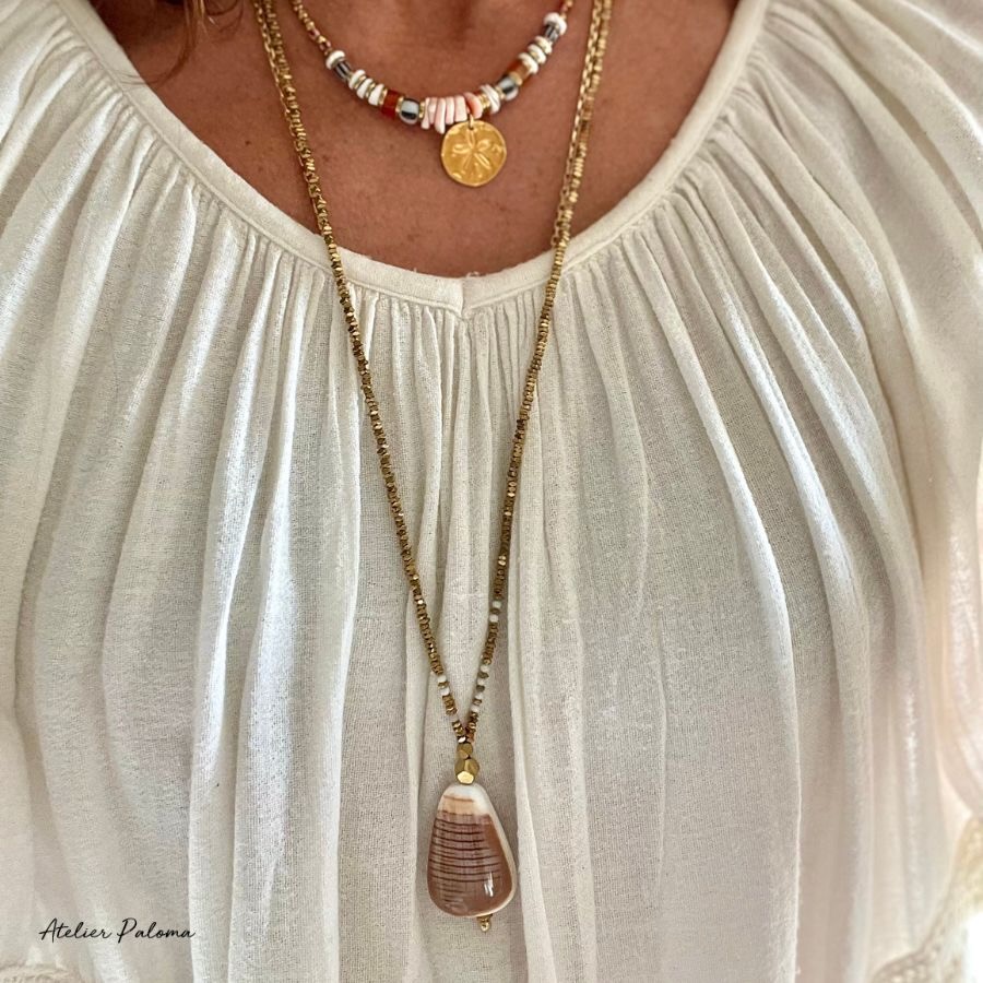 Collier sautoir "MNEMBA"doré – Image 2