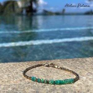 Bracelet vert en opale éthiopienne et hématite